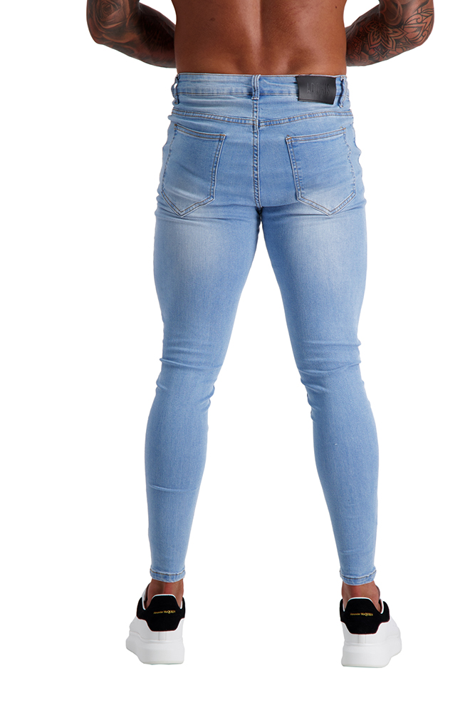 Comaba Mens Denim Distressed Fit Straight-Fit Burr Plus Size Jeans Pants