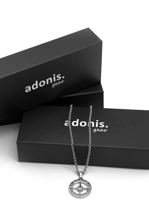 Adonis.Gear COMPASS (SILVER) Pendant + Chain Box Website