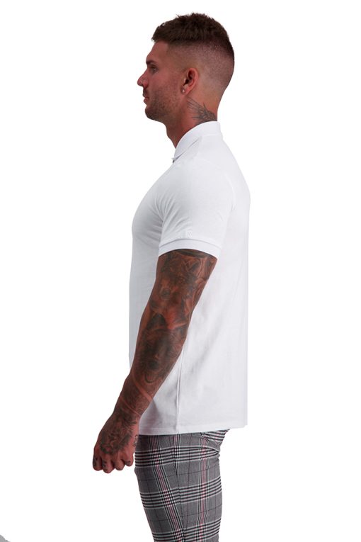 MUSCLE FIT WHITE ZIP POLO side