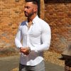 White Regular Muscle Fit Button Up Shirt Front