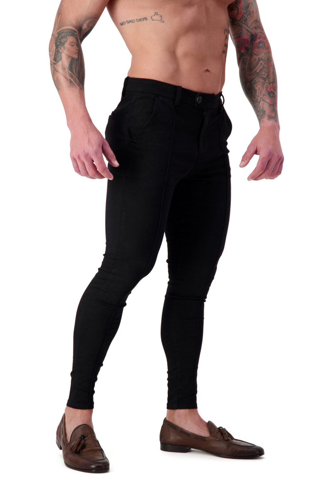 AG17 Muscle Fit Trousers - Black/Pintuck | Adonis Gear