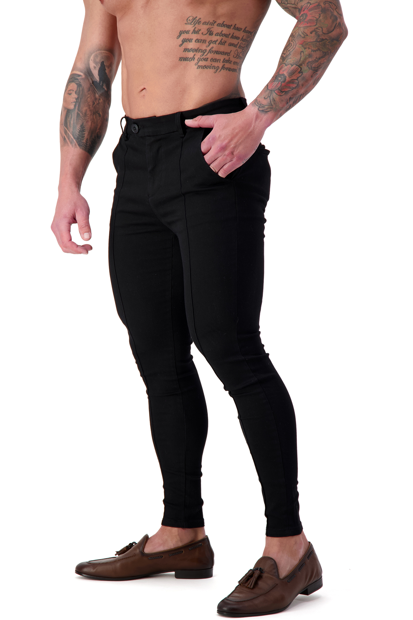 AG17 Muscle Fit Trousers - Black/Pintuck