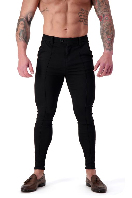 AG17 Muscle Fit Trousers – Black Pintuck Front