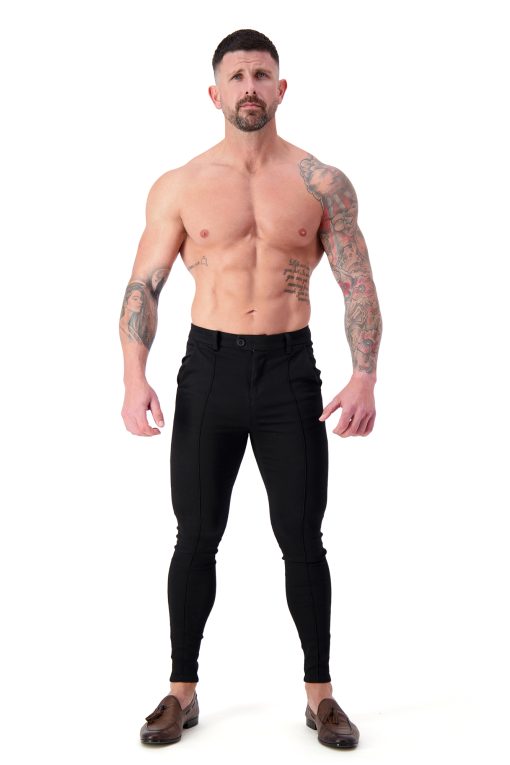 AG17 Muscle Fit Trousers – Black Pintuck Full Body