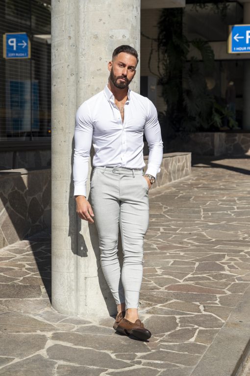 AG24 Muscle Fit Trousers – Light Grey Promo