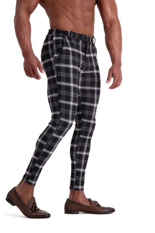 AG26 Muscle Fit Trousers – Dark Grey Check Side 2