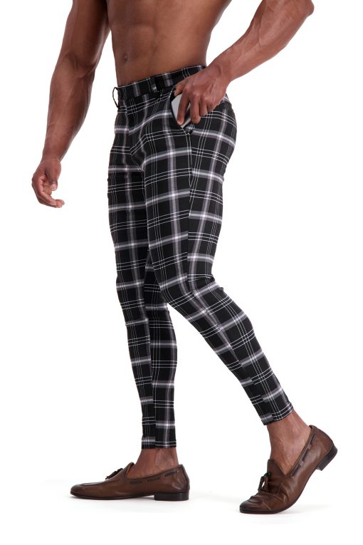 AG26 Muscle Fit Trousers – Dark Grey Check Side