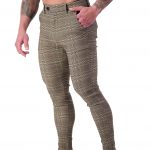 AG28 Muscle Fit Trousers - Brown/Black/Red Check