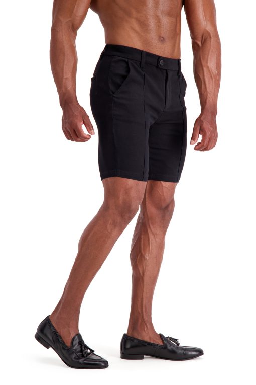 AG29 Muscle Fit Trouser Shorts – Black Pintuck Side 2