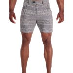 AG32 Muscle Fit Trouser Shorts  - Grey/Black/White Houndstooth Check