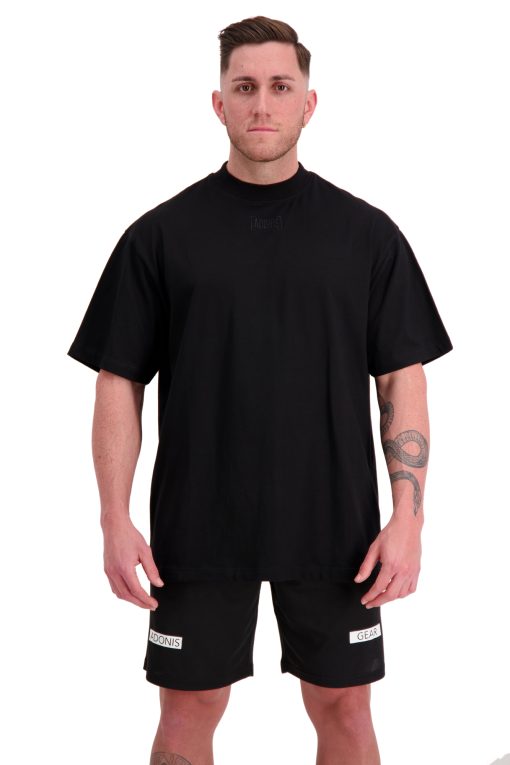 NO PLACE FOR Oversized Black T Shirt Front