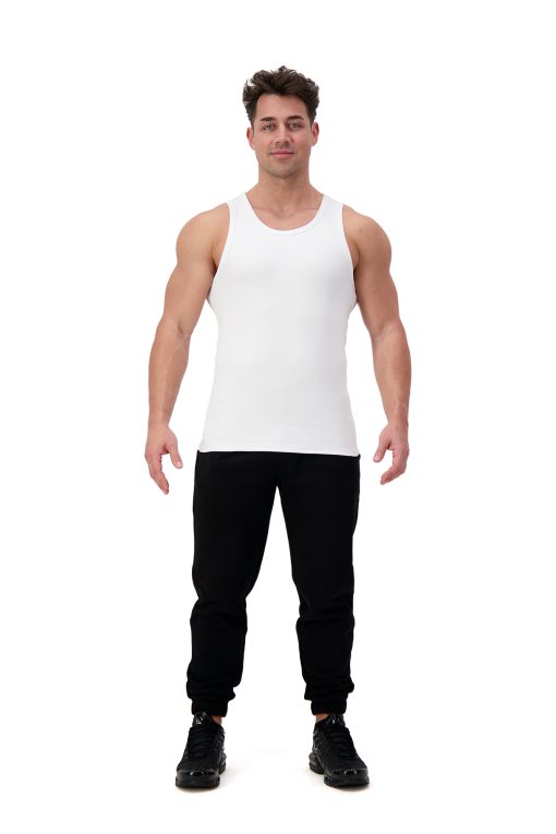 AG110 UNDISPUTED (White) Fitted Ribbed Tank Full Body